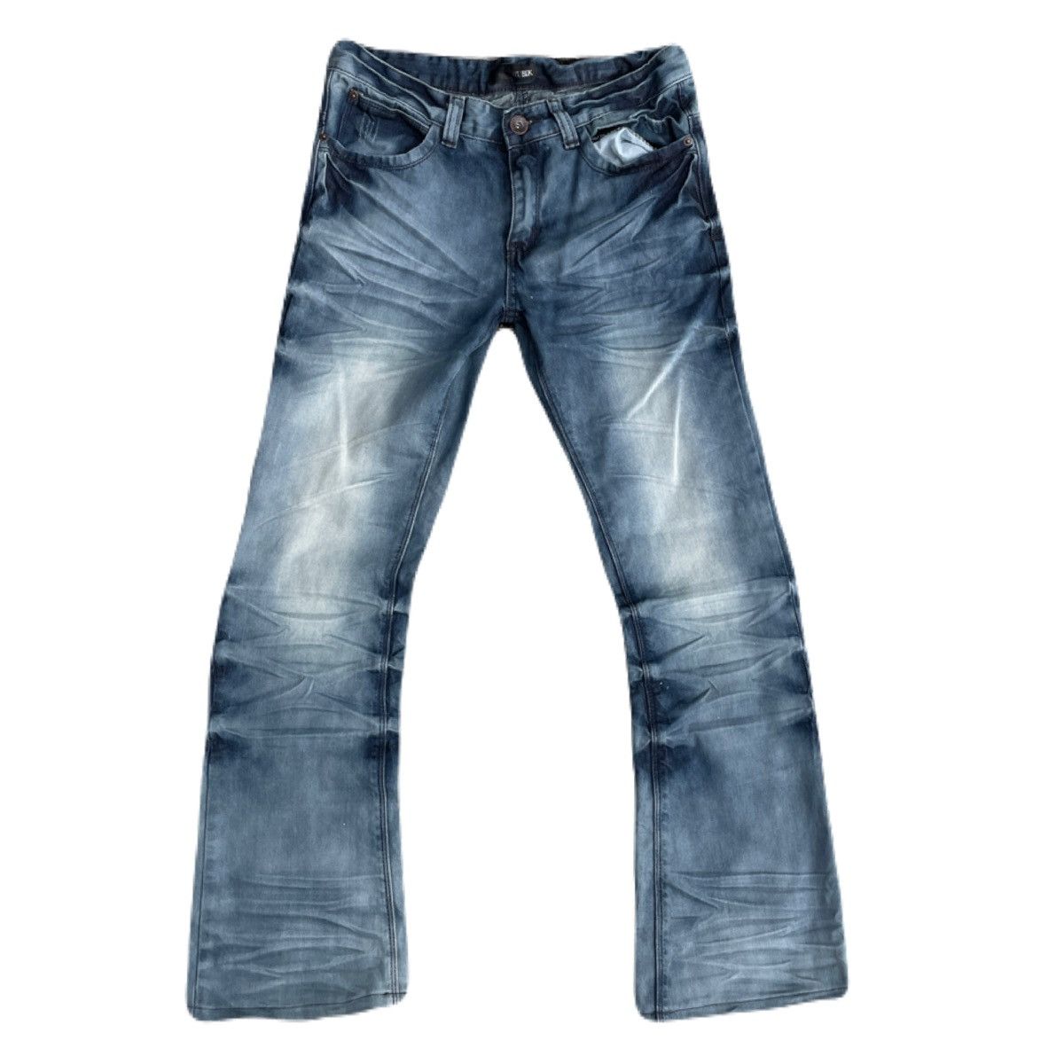 If Six Was Nine 2000s RUBIK Vkei Distressed Flare Jeans Japanese archive Size US 31 - 2 Thumbnail