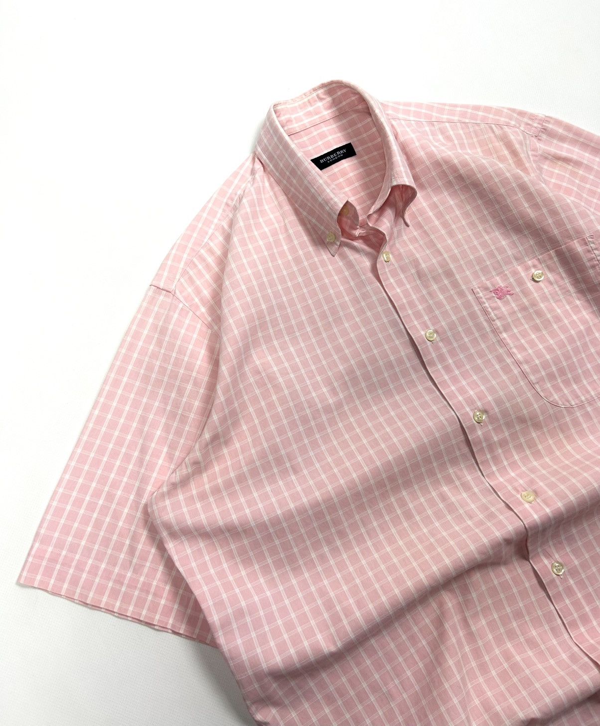 Burberry Vintage Burberry Pink Check Short Sleeve Button-Up Shirt M Size US M / EU 48-50 / 2 - 10 Thumbnail