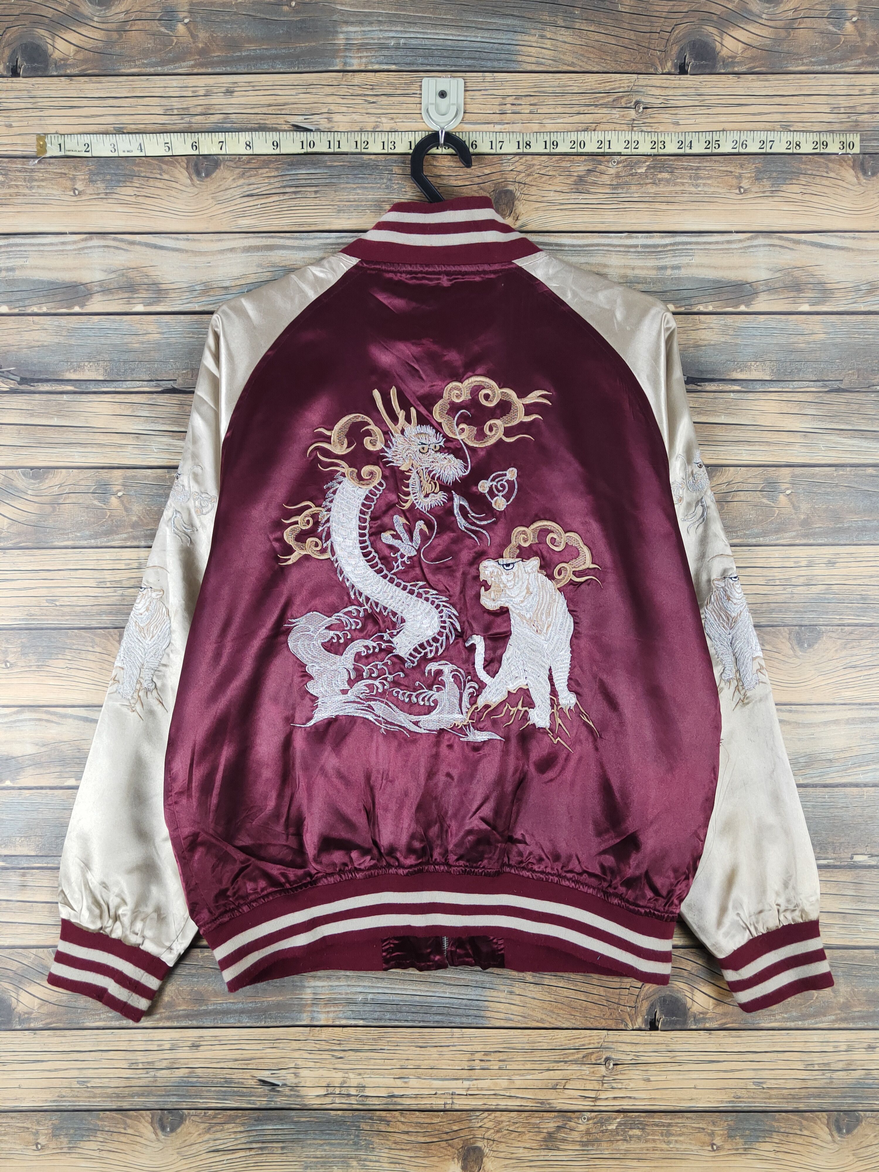 Japanese Brand DL Japan vintage Maroon Dragon tiger varsity Jackets #W1627 Size US L / EU 52-54 / 3 - 1 Thumbnail