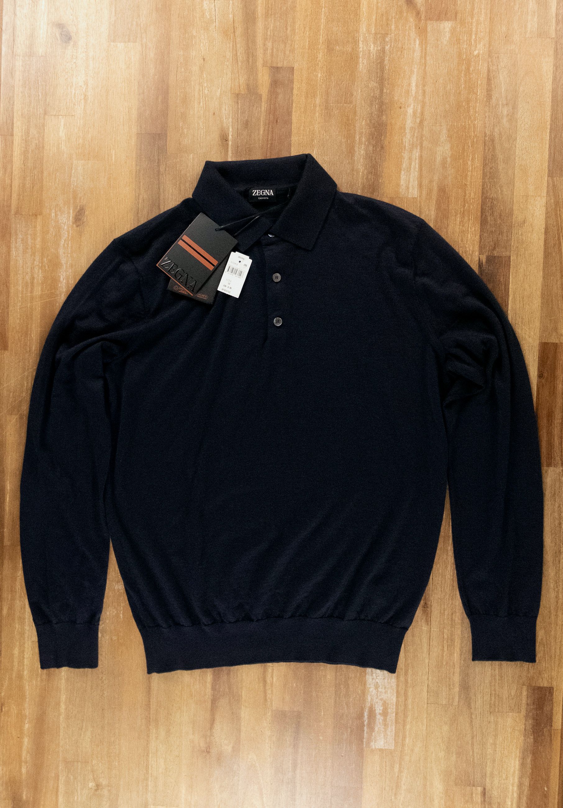 Ermenegildo Zegna ZEGNA navy blue Cashseta cashmere silk polo sweater Large Size US L / EU 52-54 / 3 - 4 Thumbnail