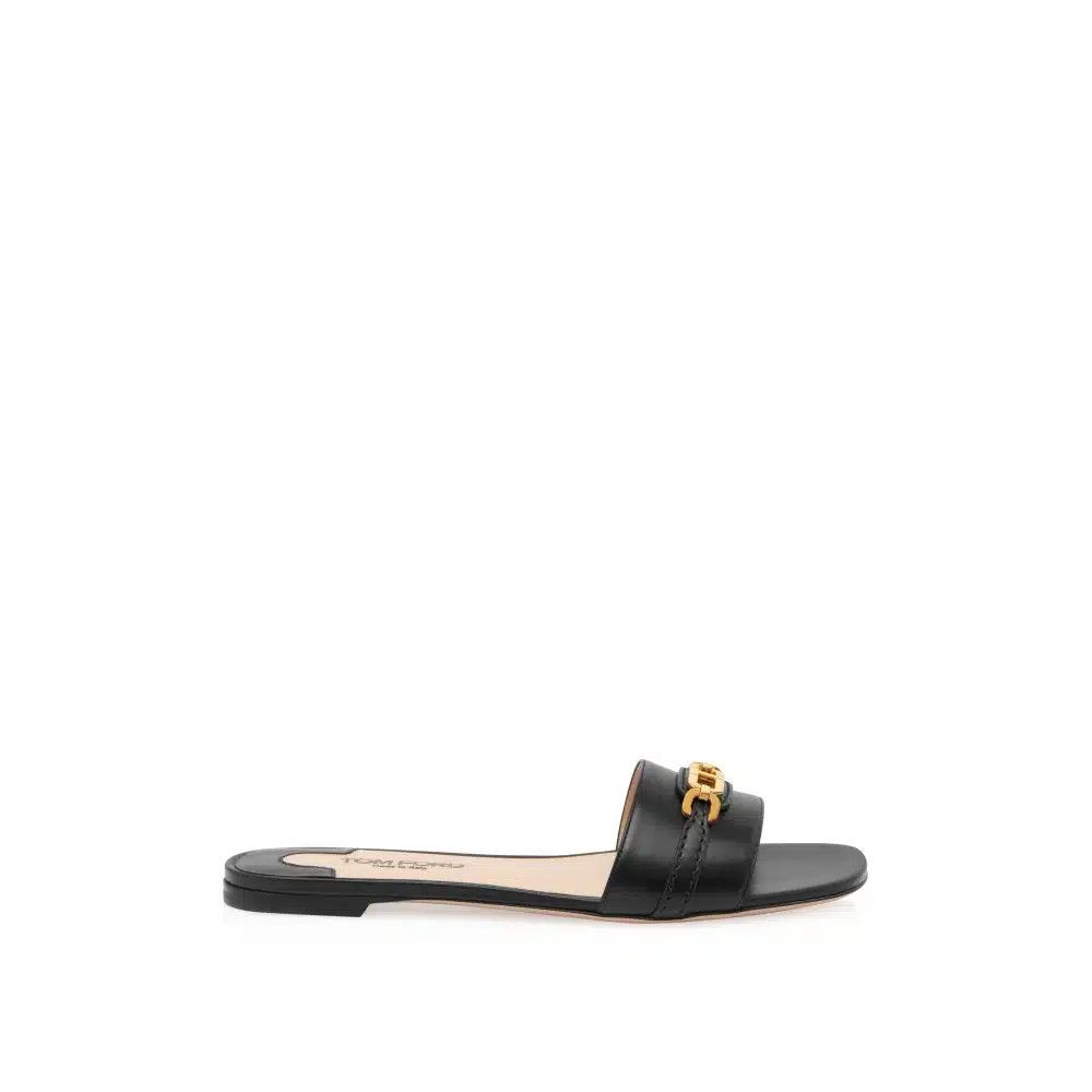 Tom Ford o1loc1c0326 W3526 Palmellato Effect Leather Slides in Black Size US 9 / IT 39 - 1 Thumbnail