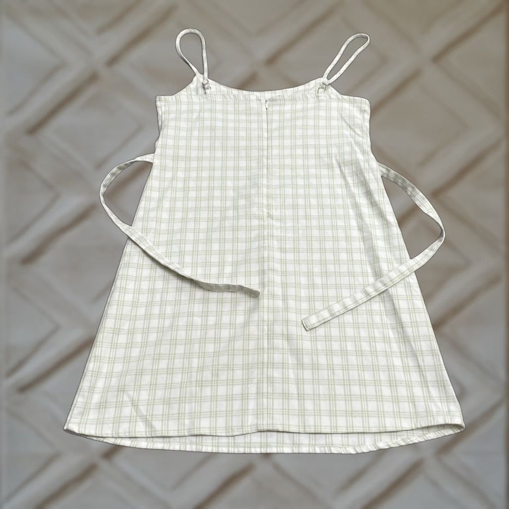 Vintage J. Galt Tank Dress Womens One Size Green White Plaid Belted Spaghetti Strap Tank Dress Dress Length: Knee Length Size ONE SIZE - 1 Thumbnail