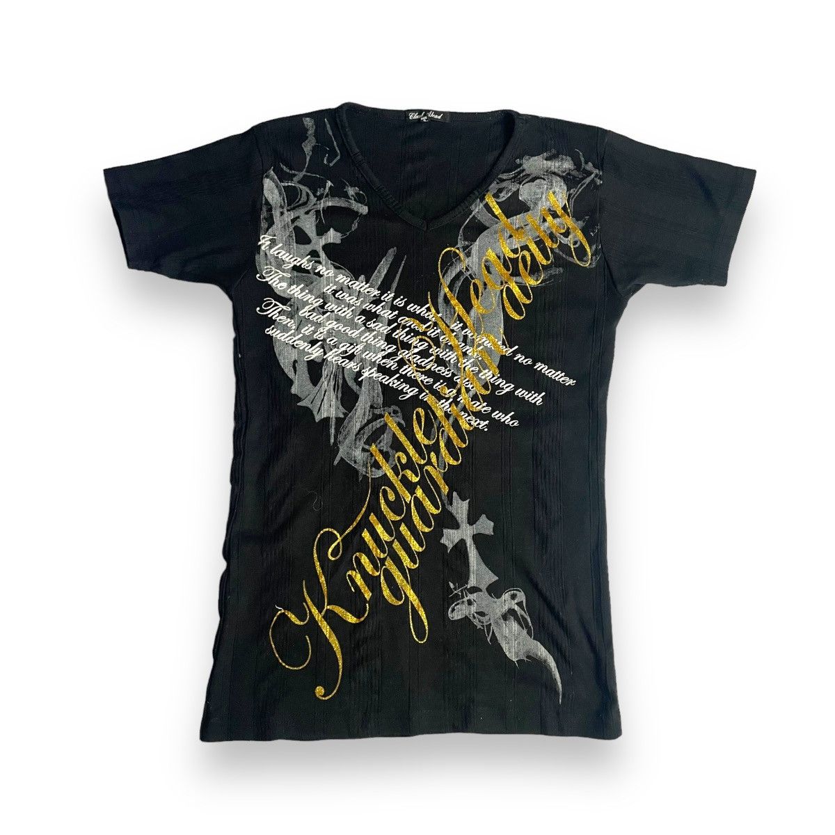 If Six Was Nine × Japanese Brand × Le Grande Bleu (L.G.B.) 🇯🇵 CLASH AHEAD POEM CROSS CHROME HEARTS INSPIRED TSHIRT Size M / US 6-8 / IT 42-44 - 2 Thumbnail