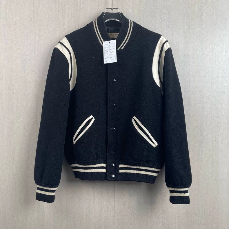 Saint Laurent Paris Saint Laurent Black and White Baseball Jacket Size US L / EU 52-54 / 3 - 1 Thumbnail