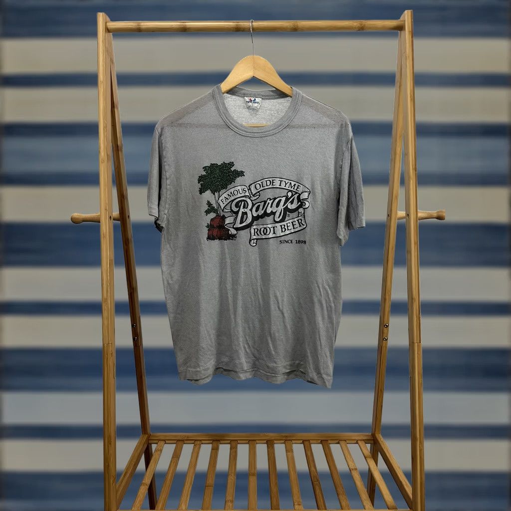 TEE JAYS VTG 80s Barq's Root Beer Super Paper Thin Burnout Worn WIP Gray T-Shirt L Mens Shirt Distressed Thrashed Size US L / EU 52-54 / 3 - 1 Thumbnail