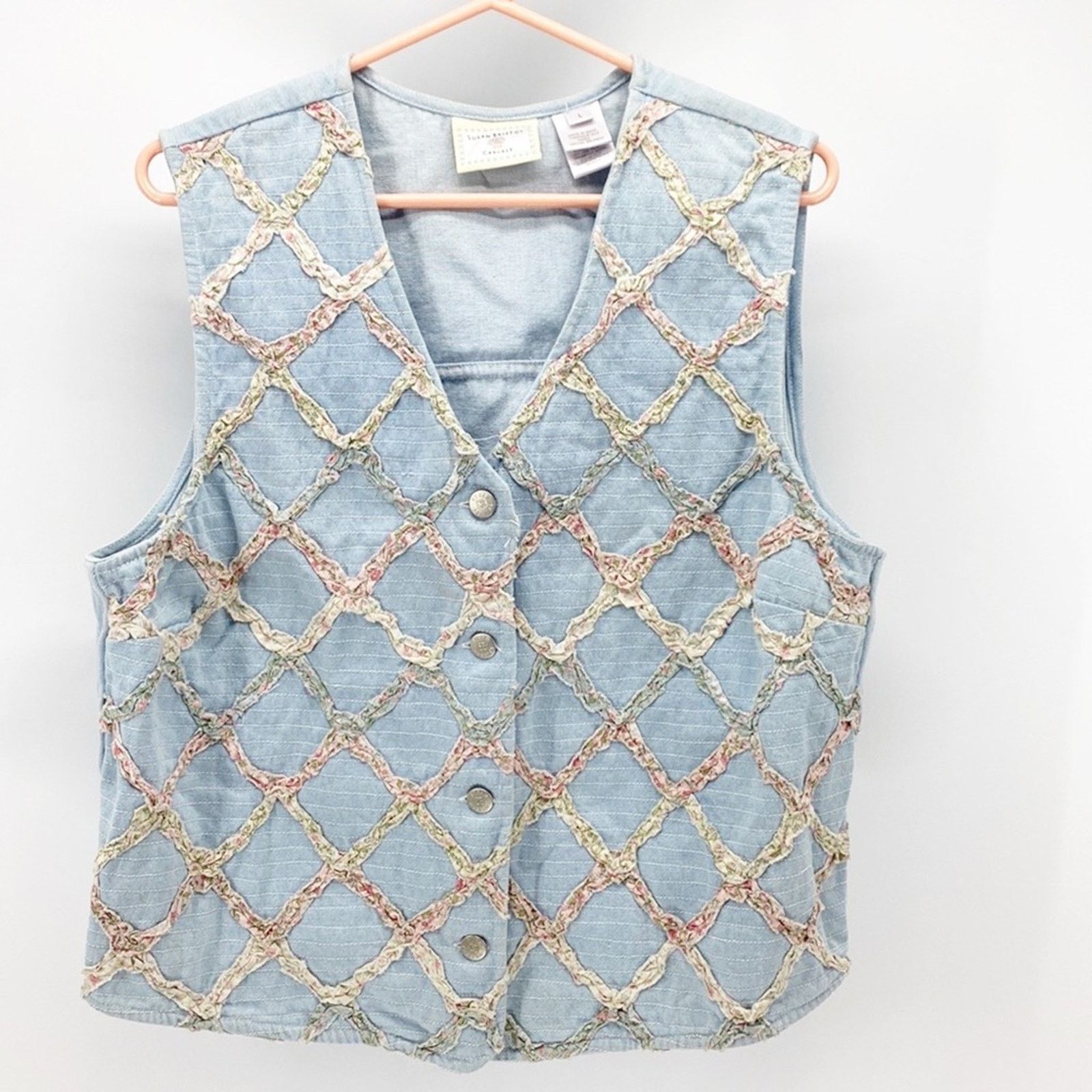 Vintage Vintage Susan Bristol cottage core denim vest 80s 90s Size L / US 10 / IT 46 - 1 Thumbnail