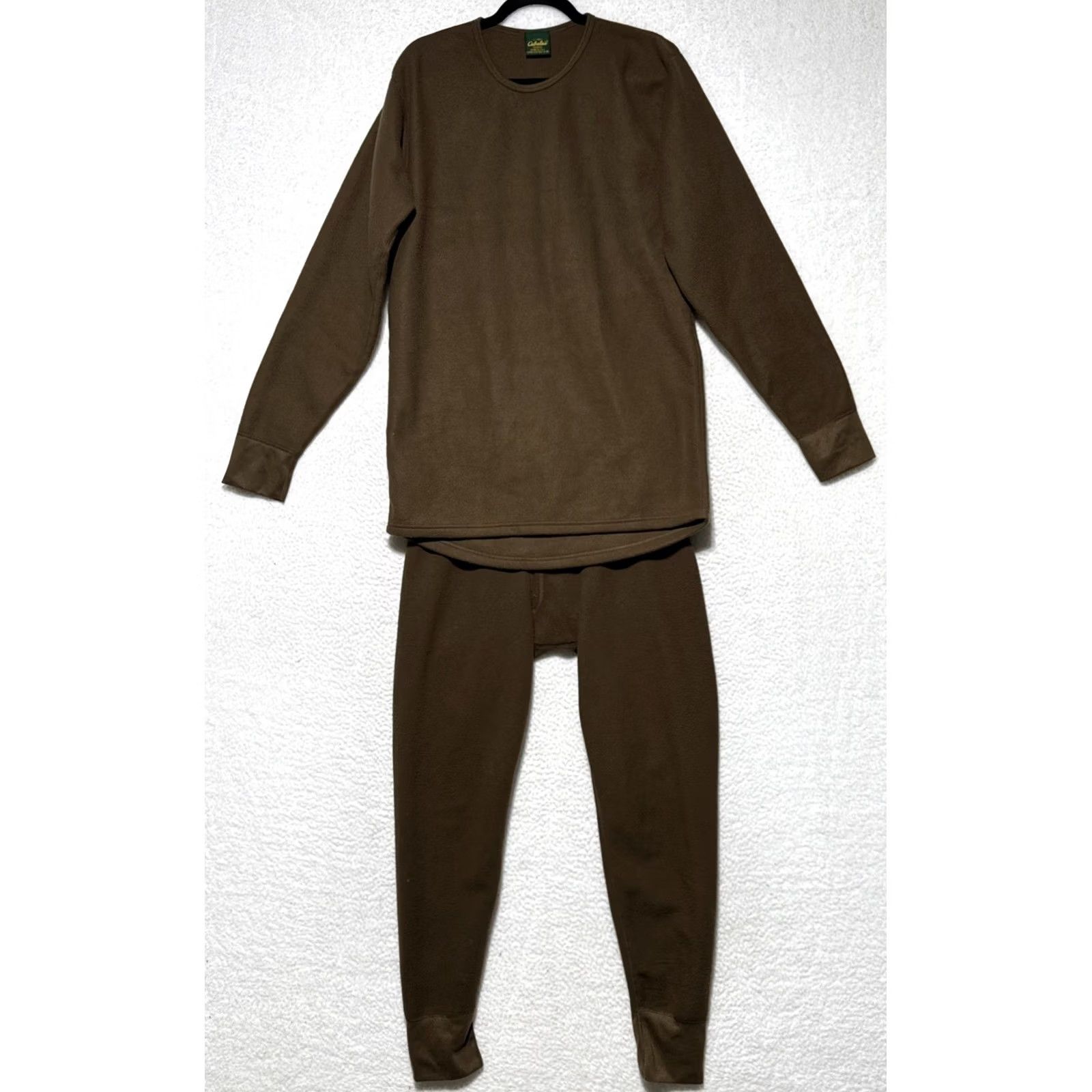 Vintage VINTAGE Cabela's Tracksuit Mens Large Tall 2 Piece Thermal Fleece Brown NT Textile Set Jacket Pants Big & Tall Mens Size 42R - 2 Thumbnail