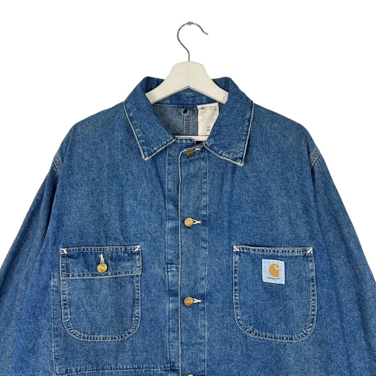 Carhartt 💥 VINTAGE CARHARTT DENIM CHORE JACKET MADE IN USA Size US L / EU 52-54 / 3 - 5 Thumbnail