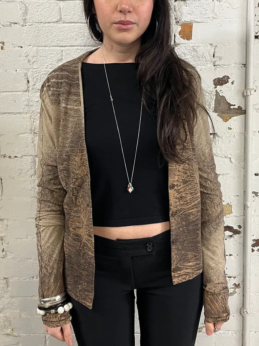 Roberto Cavalli 2000s Roberto Cavalli Brown Eroded Effect Cardigan Size M / US 6-8 / IT 42-44 - 3 Thumbnail
