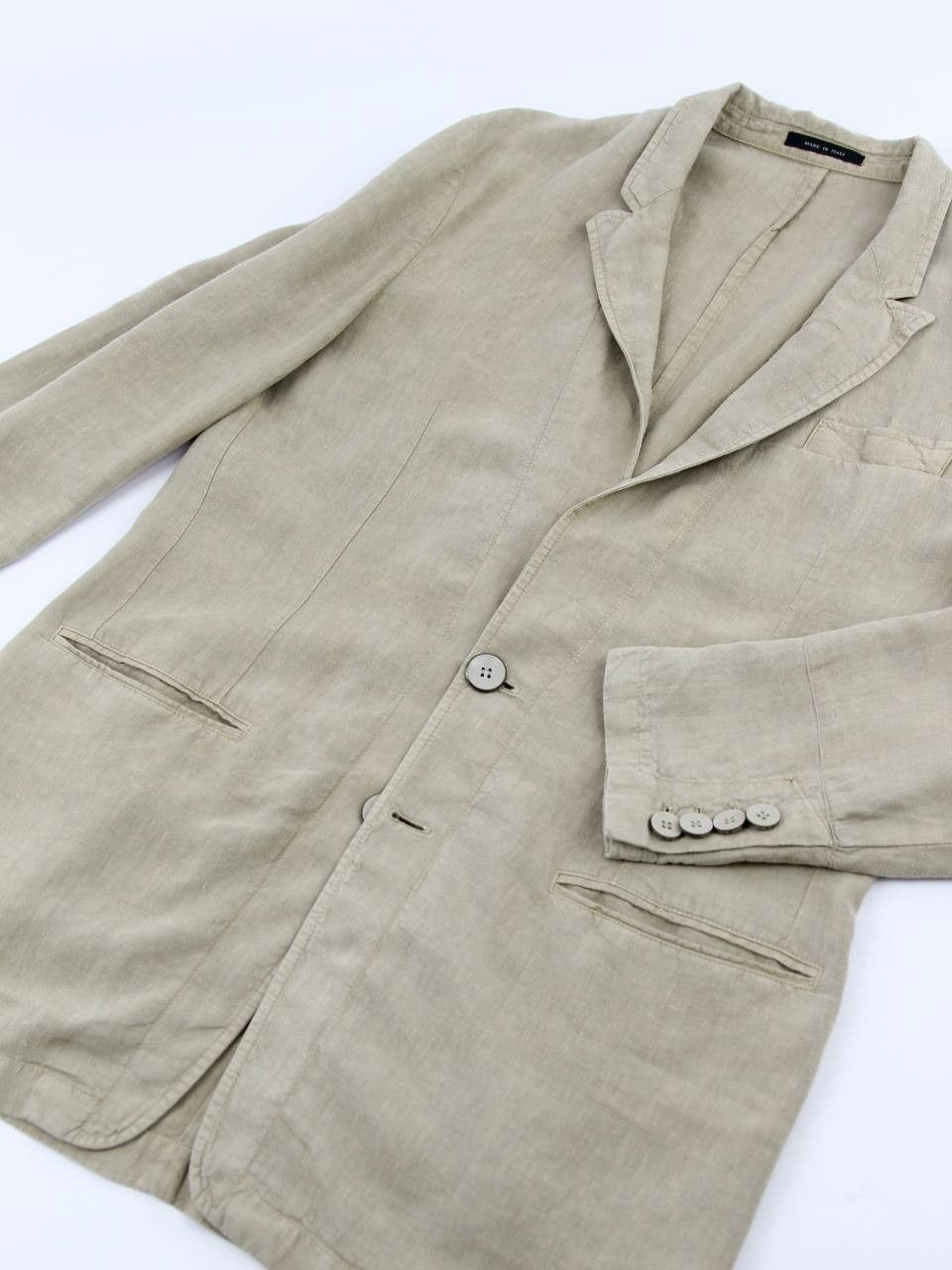 Emporio Armani EMPORIO ARMANI Beige linen jacket Size 52R - 6 Thumbnail