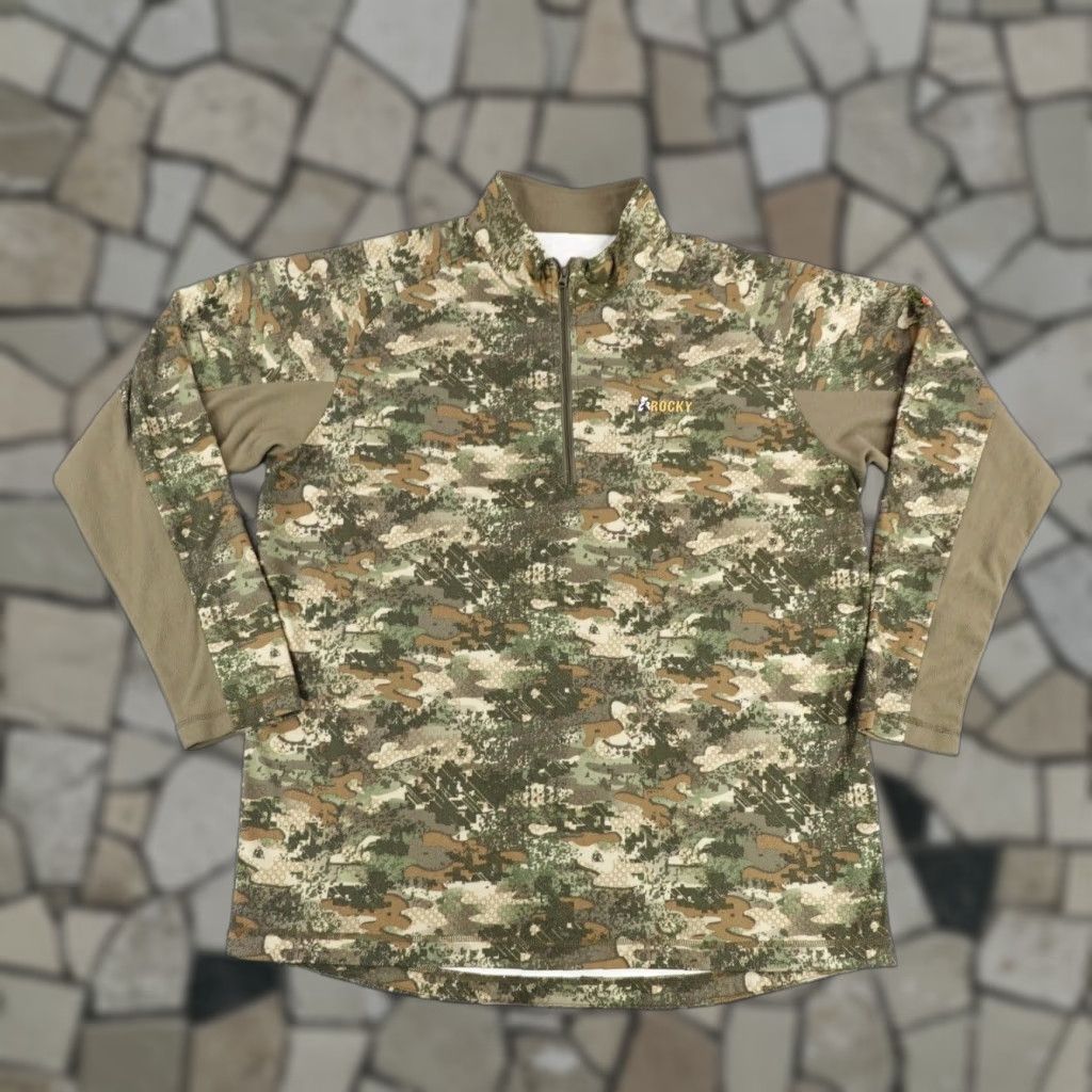 Vintage VINTAGE ROCKY Sweater Shirt Mens Large Brown Camo Fleece 1/2 Zip Outdoor Hunting 90s Mens Size US L / EU 52-54 / 3 - 1 Thumbnail