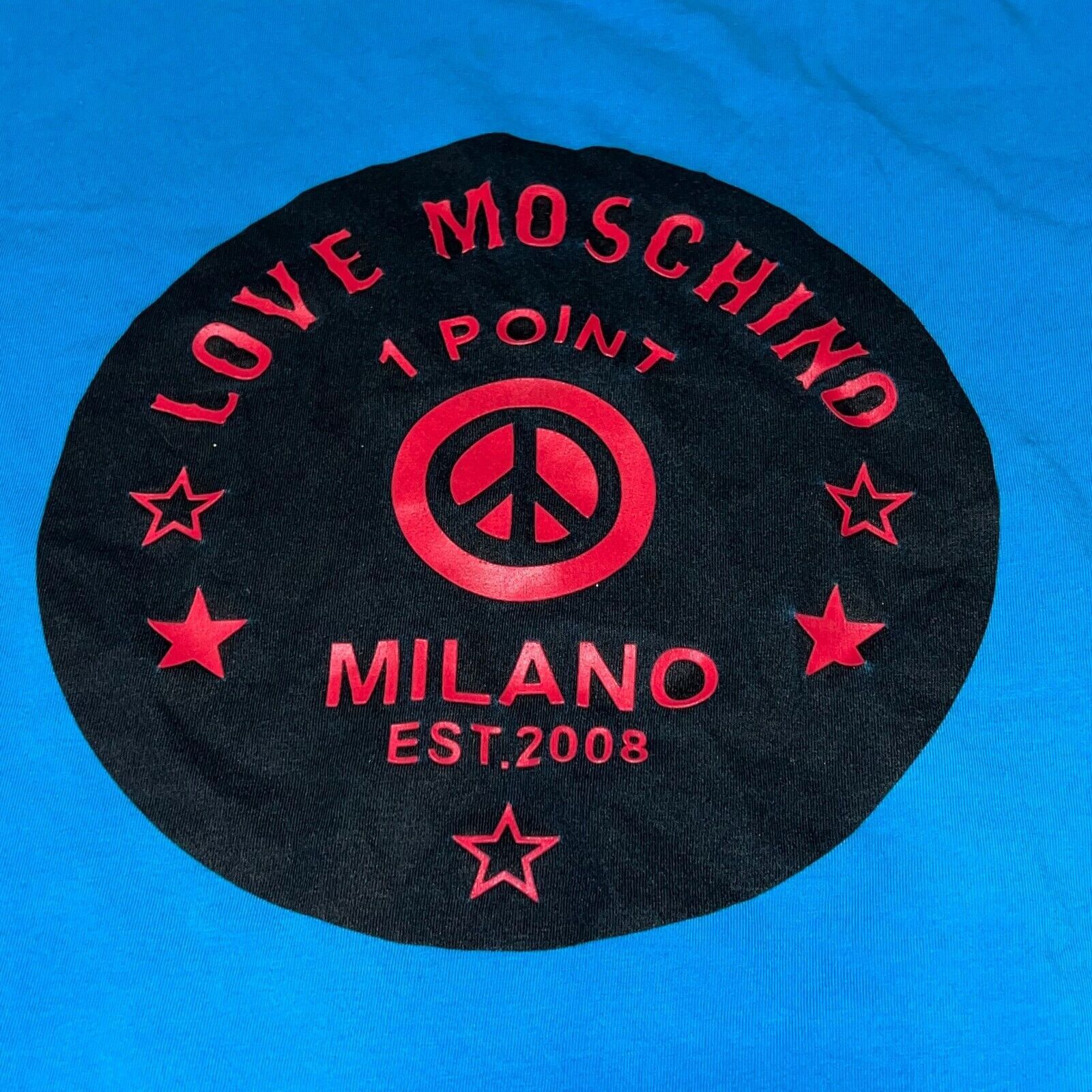 Moschino Love Moschino Blue Graphic Shirt Peace 1 Point Milano XL Size US XL / EU 56 / 4 - 3 Thumbnail