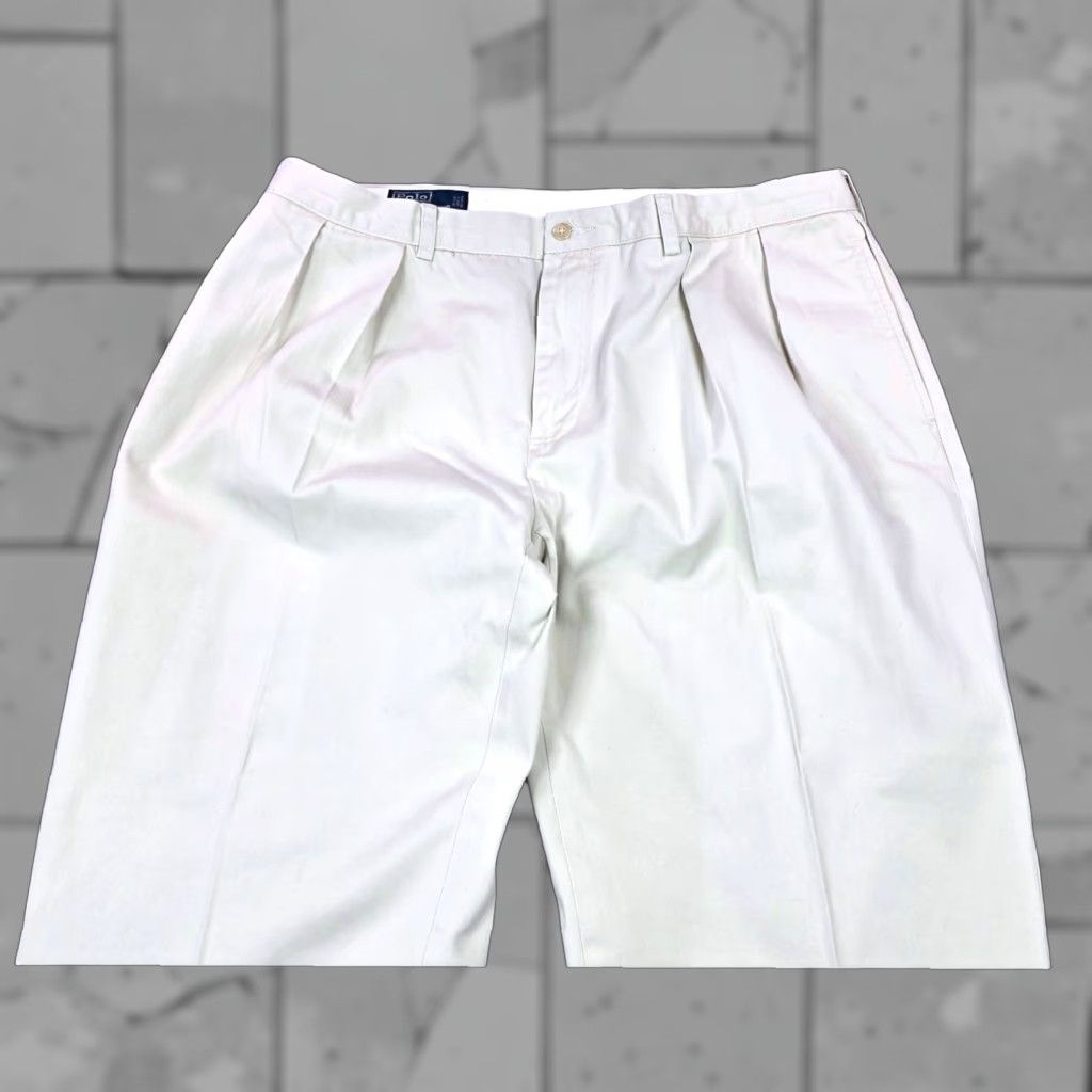 Polo Ralph Lauren VINTAGE Polo Ralph Lauren Khaki Beige Cotton Pleated Chino Pants 38x30 Men 90s N/A? Size US M / EU 48-50 / 2 - 1 Thumbnail