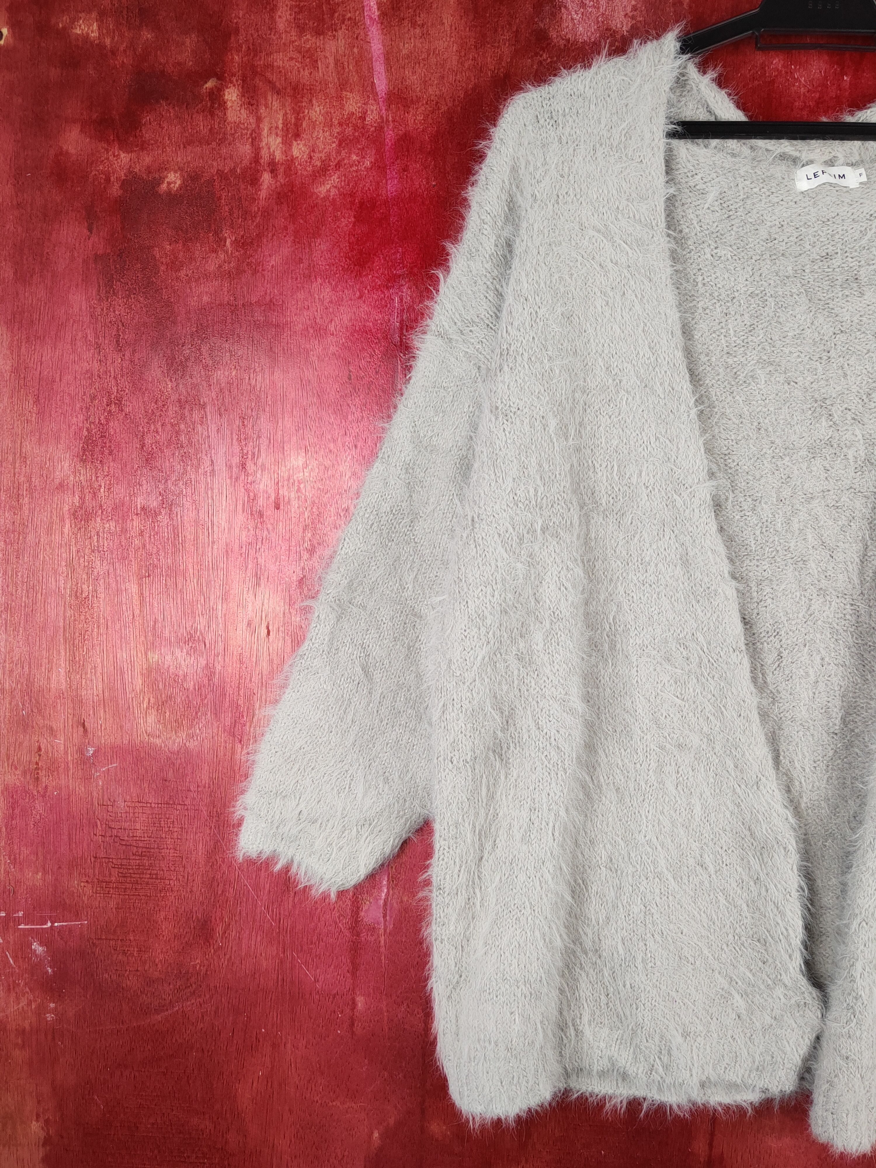 Vintage Lepsim Gray Shag Shaggy Fur Mohair Knitwear Cardigan #S1942 Size M / US 6-8 / IT 42-44 - 3 Thumbnail