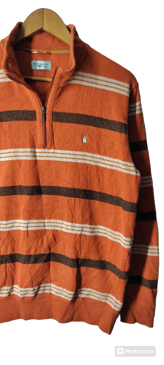 Macbeth MACBETH USA STRIPE HALF ZIPPER PULLOVER JACKET Size US L / EU 52-54 / 3 - 6 Thumbnail