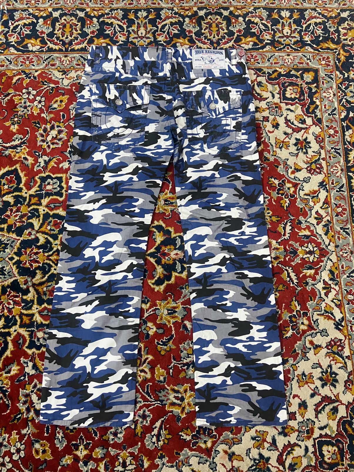 image of American Classics x True Religion Section Straight Jeans in Blue Camo, Men's (Size 38)