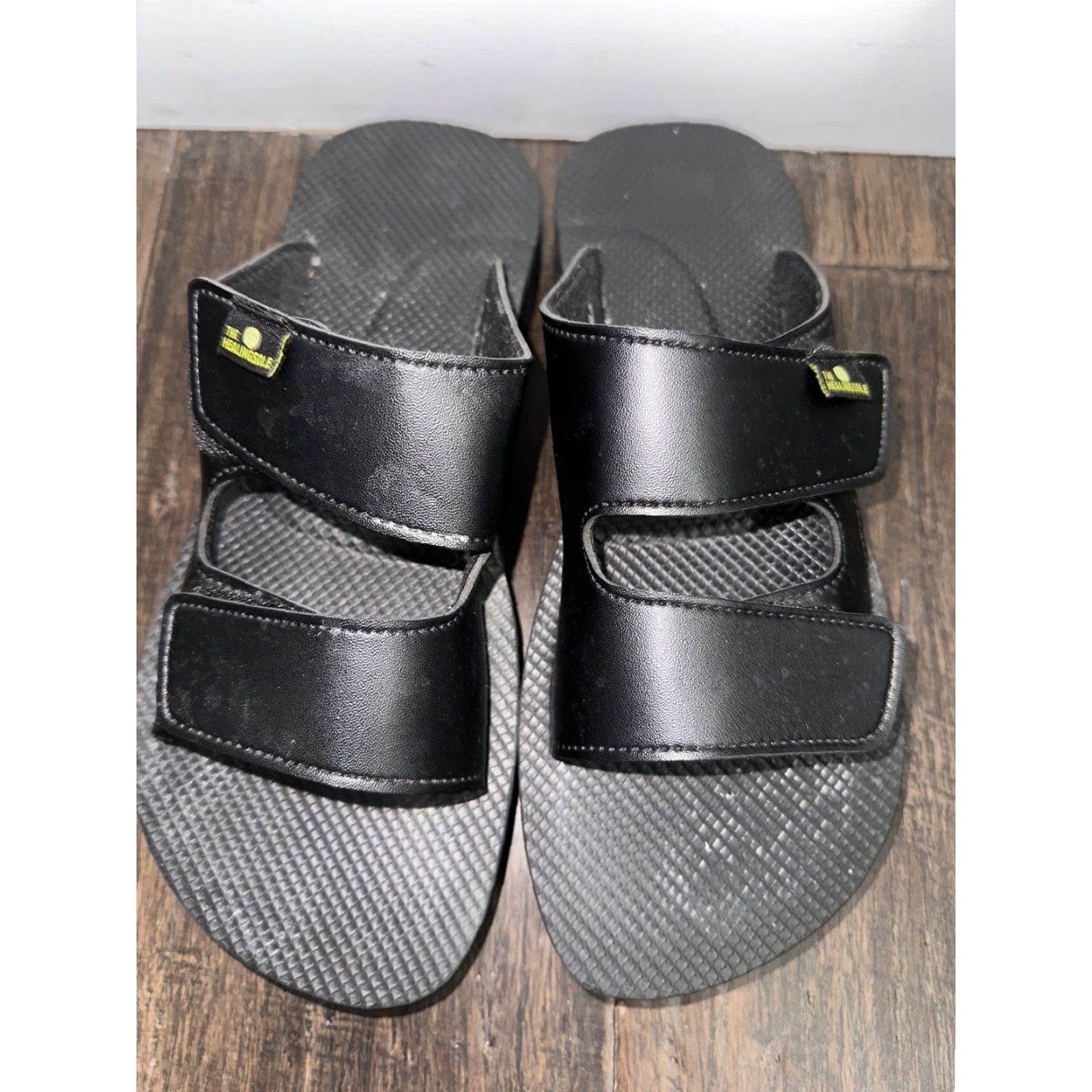 Vintage VINTAGE The Healingsole Unisex Black Sandals Mens Womens 10.5 12 10.5 Leather Slide Shoes Black The Healingsole Mens Womens Sandal Slide Leather Size US 11 / IT 41 - 4 Thumbnail