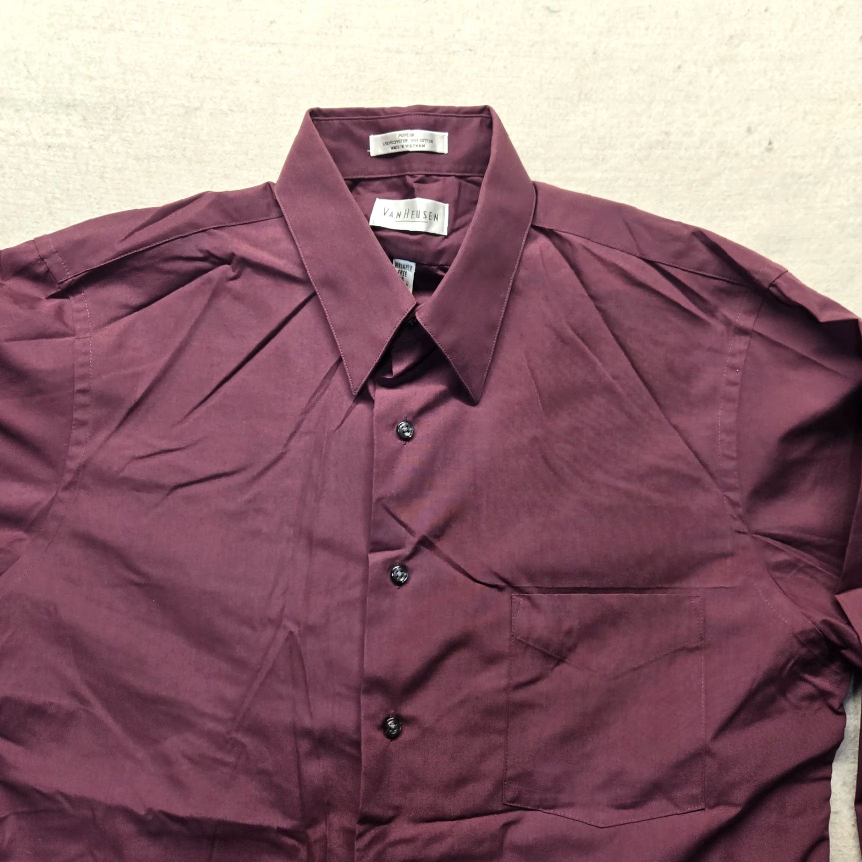 Van Heusen Van Heusen Shirt Solid Purple Adult Men 16 Regular Fit Poplin Button Up Size 16 Mens Size US L / EU 52-54 / 3 - 2 Thumbnail