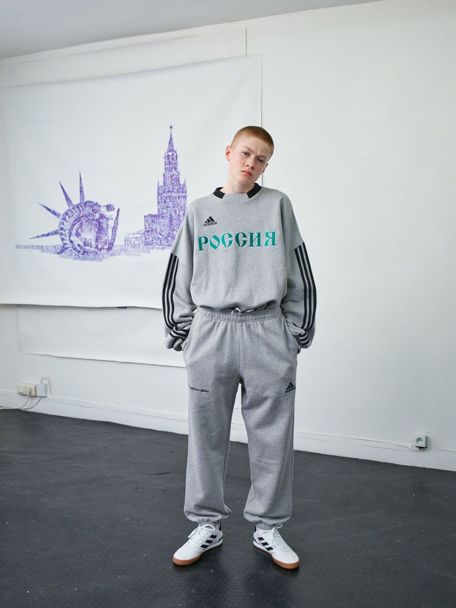 Adidas × Gosha Rubchinskiy adidas X Gosha Rubchinskiy A/W 2018 "Russia" crewneck (grey) Size US M / EU 48-50 / 2 - 3 Thumbnail