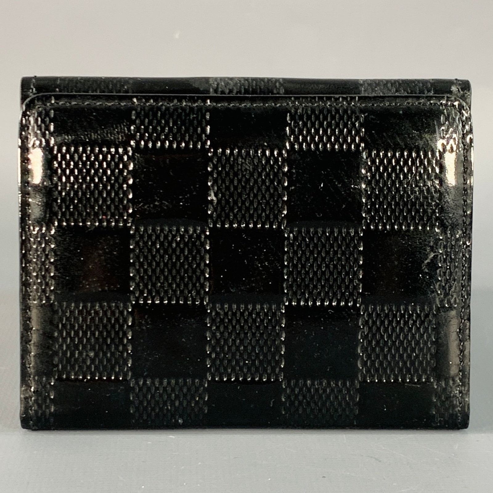 Louis Vuitton LOUIS VUITTON Black Damier Embossed Patent Leather Wallet Size ONE SIZE - 3 Thumbnail