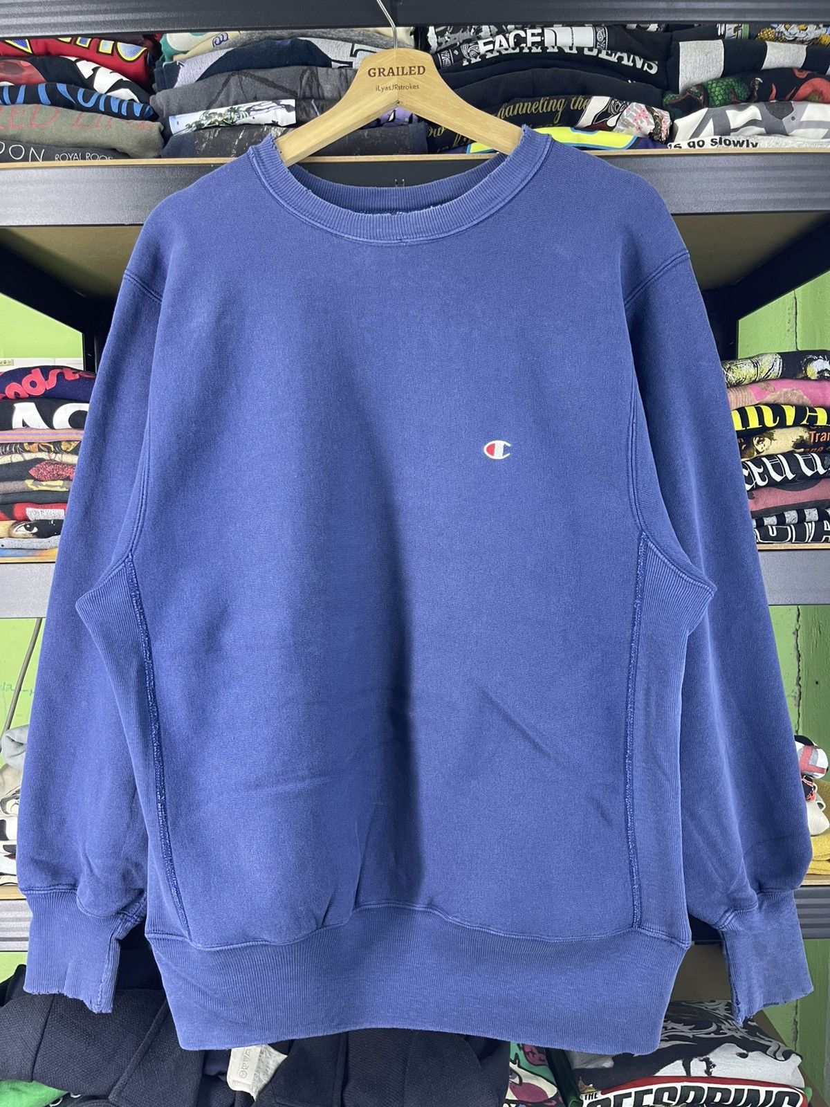 Champion Vintage Champion Reverse Weave Small Logo Blue Sweatshirt Size US L / EU 52-54 / 3 - 2 Thumbnail
