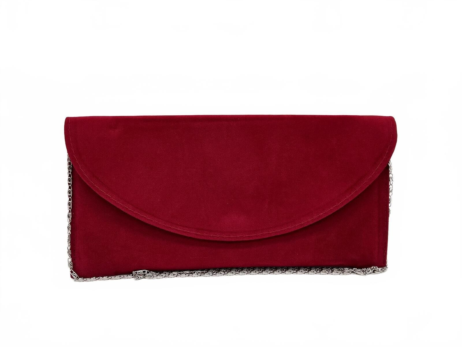 The Unbranded Brand Elegant Red Velvet Clutch with Silver Chain Strap Size ONE SIZE - 1 Thumbnail
