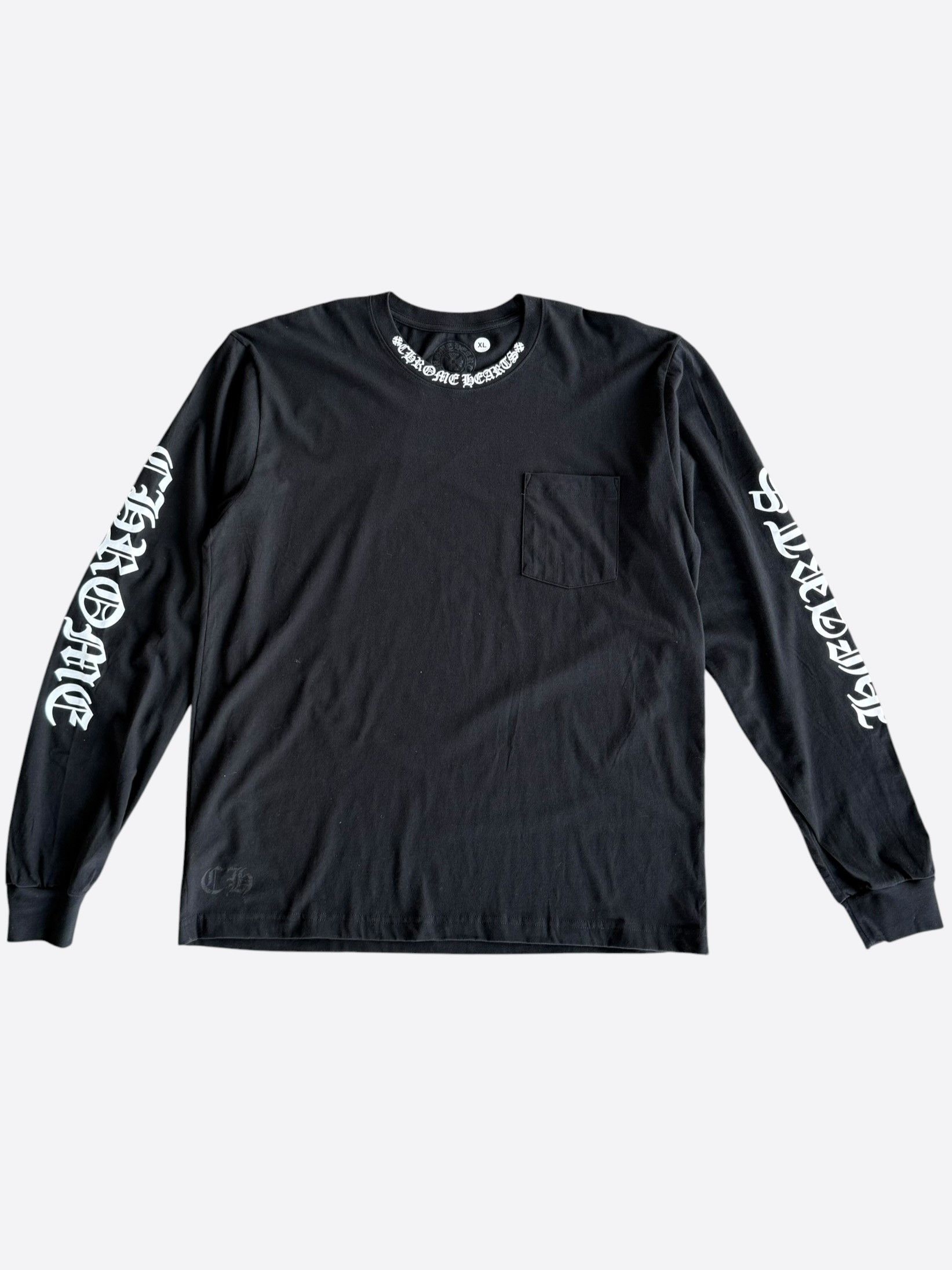 Chrome Hearts Chrome Hearts Black & White Neck Logo Longsleeve T-Shirt Size US XL / EU 56 / 4 - 1 Thumbnail