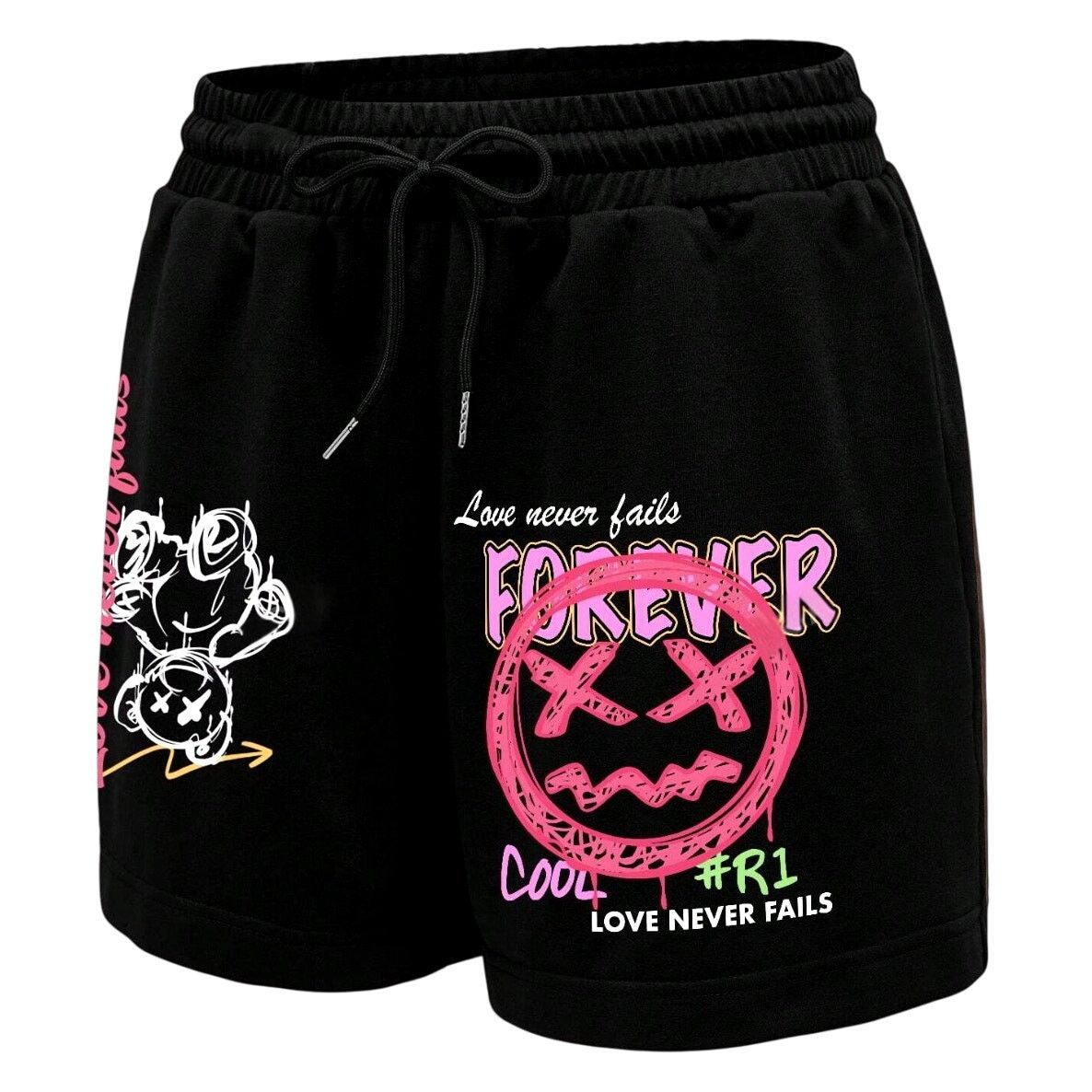 Shein Graffiti Slogan Street Fashion Daily Casual Shorts Size 27" / US 4 / IT 40 - 1 Thumbnail