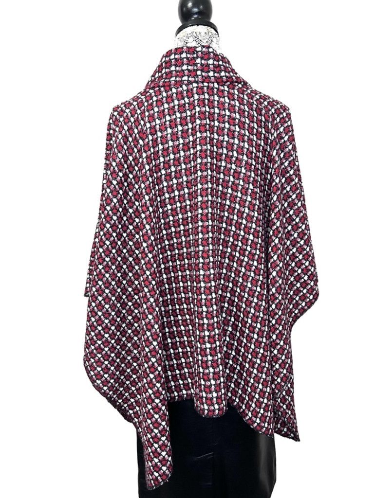 Other Vintage handmade red plaid metallic accents Cape Poncho OS Size ONE SIZE - 3 Thumbnail