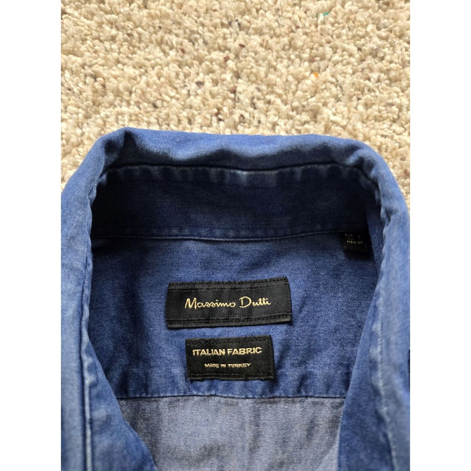 Massimo Dutti Massimo Dutti Denim Shirt Small Mens Blue Button-Up Long Sleeve Pockets Cotton Size US S / EU 44-46 / 1 - 5 Thumbnail