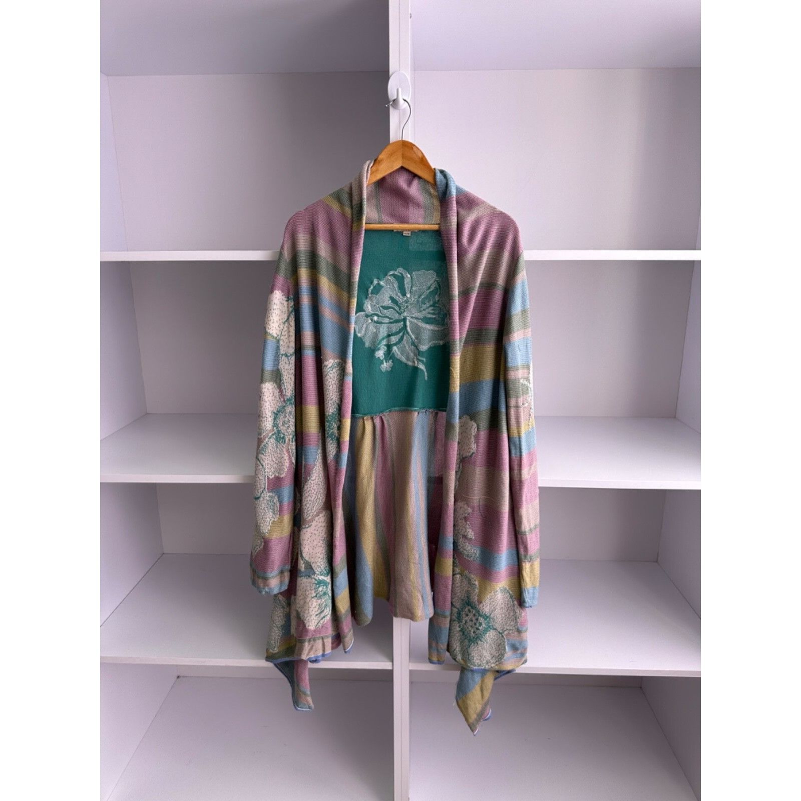 Vintage VTG Ivko Sebian Long Wrapover Cardigan Floral Pattern Print Size L / US 10 / IT 46 - 1 Thumbnail