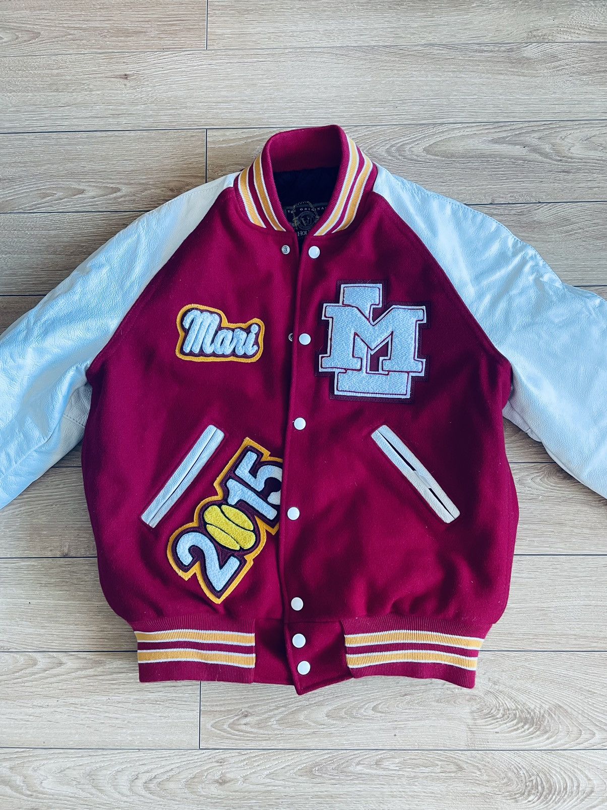 Holloway Vintage 'Varsity' Leather wool baseball JACKET, Fit M Size US M / EU 48-50 / 2 - 1 Thumbnail