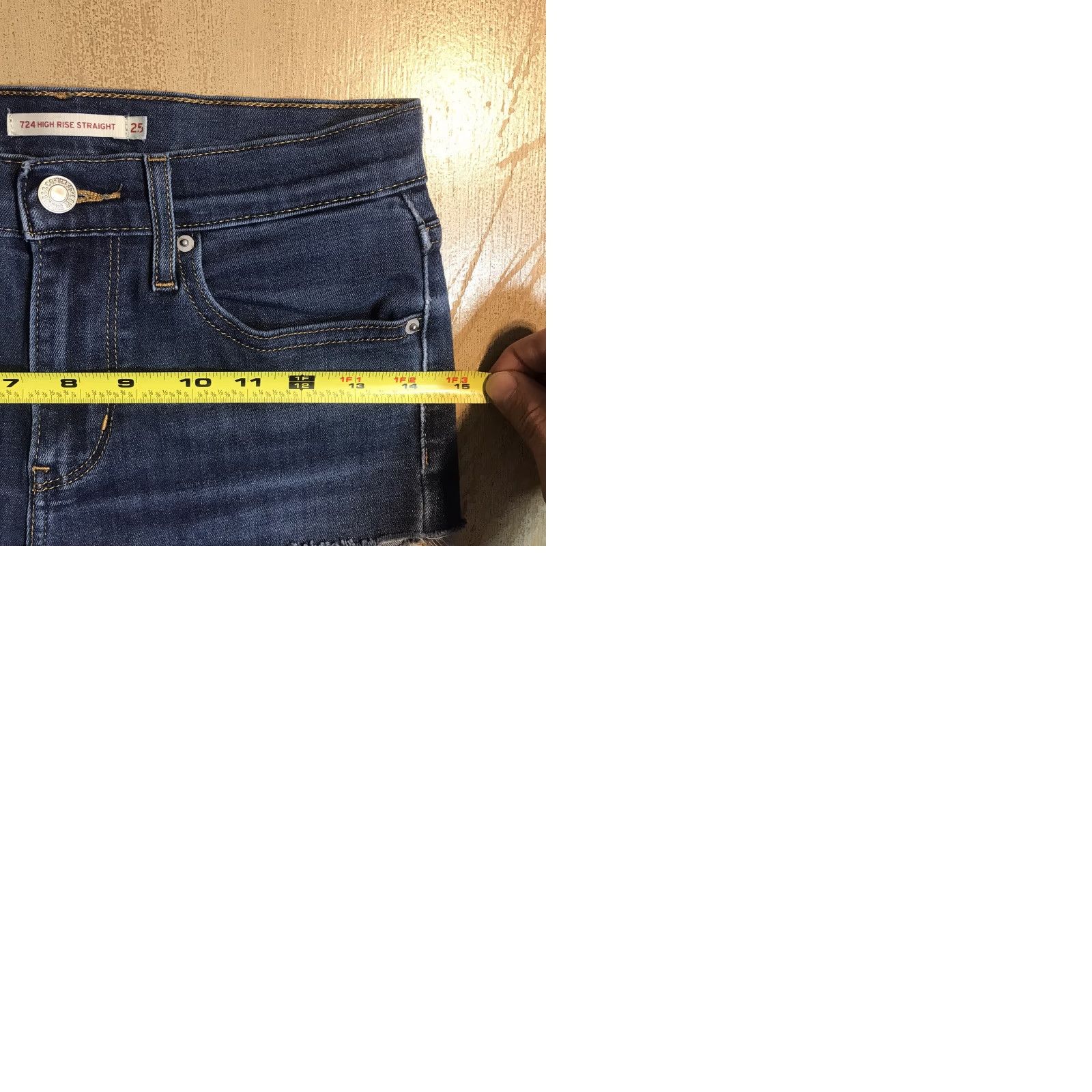 Levi's VINTAGE Levis Zip Fly Shorts Womens Tag 25 724 High Rise Denim Blue Cutoffs 70s 80s 90s Bohemian Classic Festival Womens Jeans Shorts Size 42" / US 20 - 9 Thumbnail