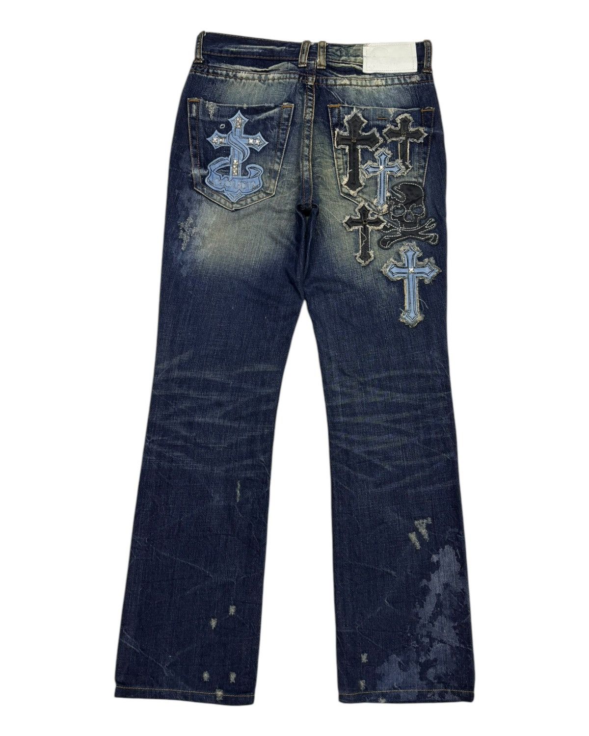 Number (N)ine Vintage Skulls Cross Patches Number Nine Style Denim Jeans Size US 29 - 7 Thumbnail