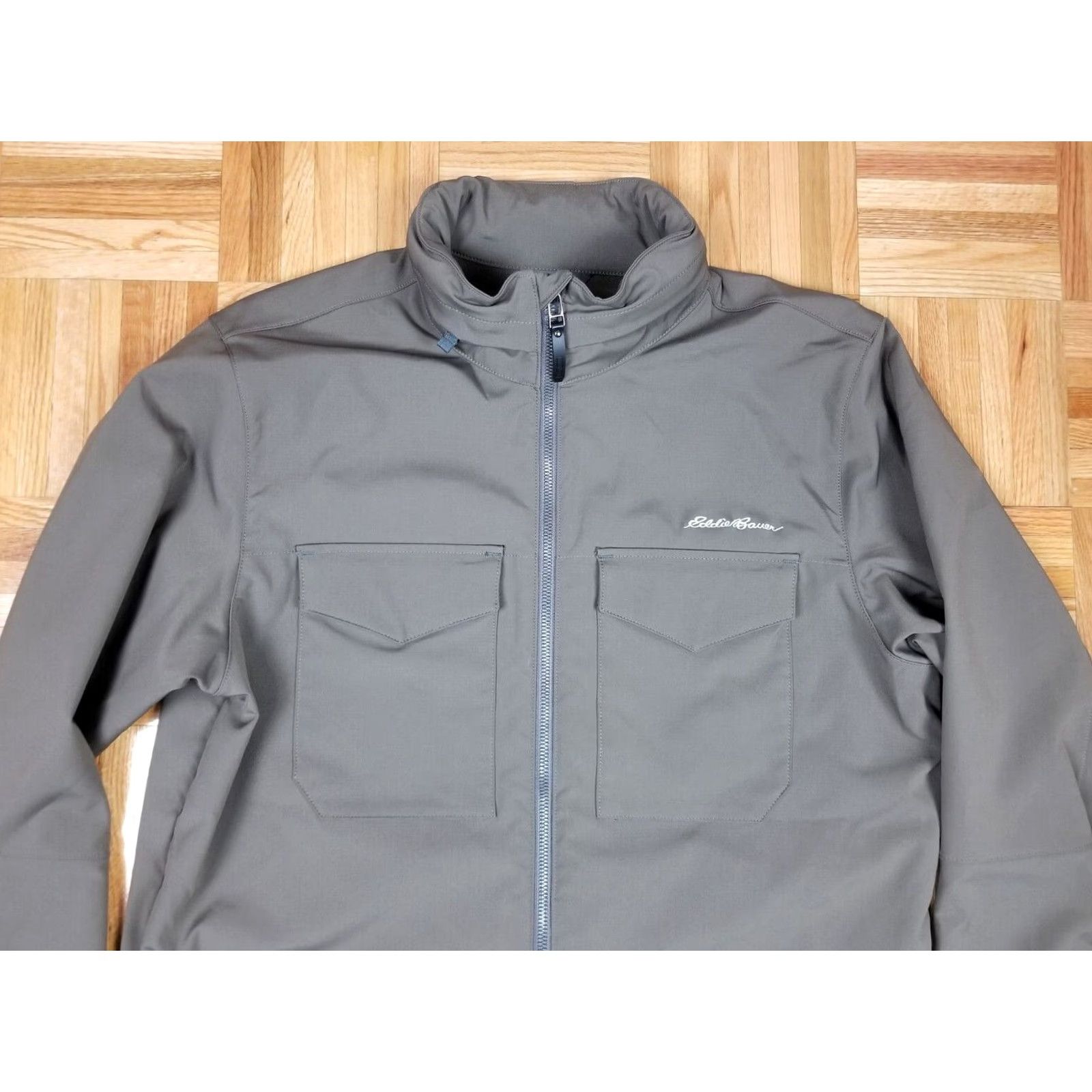 Eddie Bauer EDDIE BAUER JACKET Men M Gray Leather Canvas Hooded Lined Traves Flexion M-61 Style Cross Shoulder 18 Inch 23 Inch 26 Inch 30 Inch OCJ Size US M / EU 48-50 / 2 - 2 Thumbnail