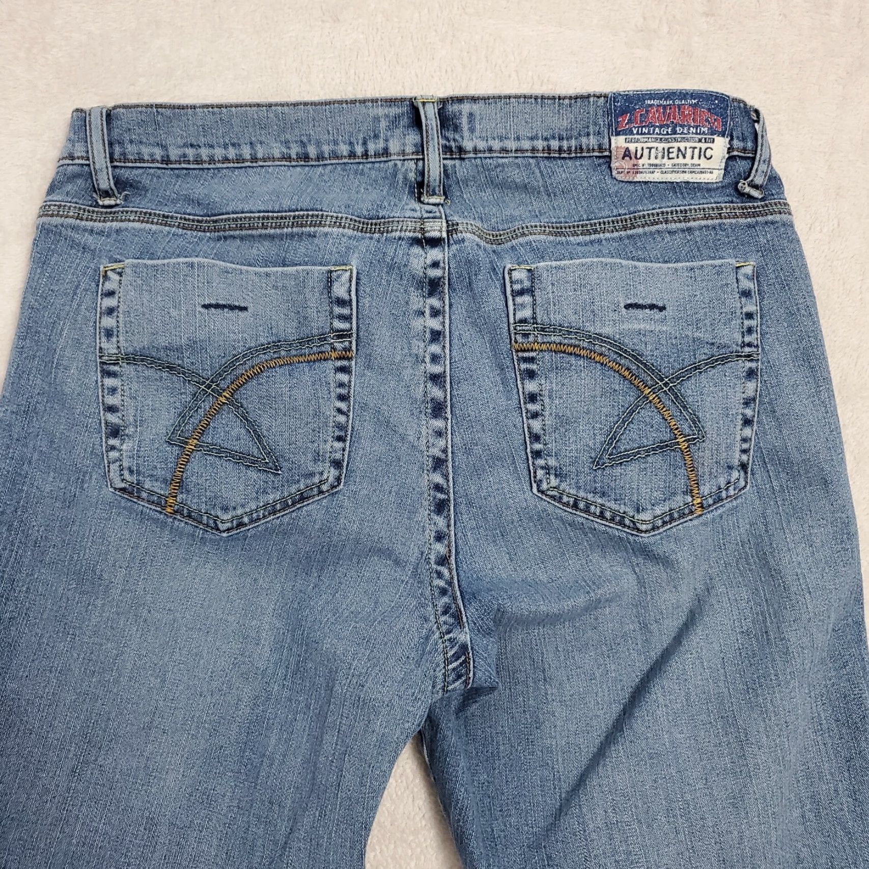 Denime Z Cavaricci Jeans Women 16 Blue Mid Rise Cropped Straight Leg Denim Y2K Vintage No 5-Pocket Design Embroidered Logo Button Zip Stretch Cotton Spandex Size 38" / US 16 / IT 52 - 2 Thumbnail