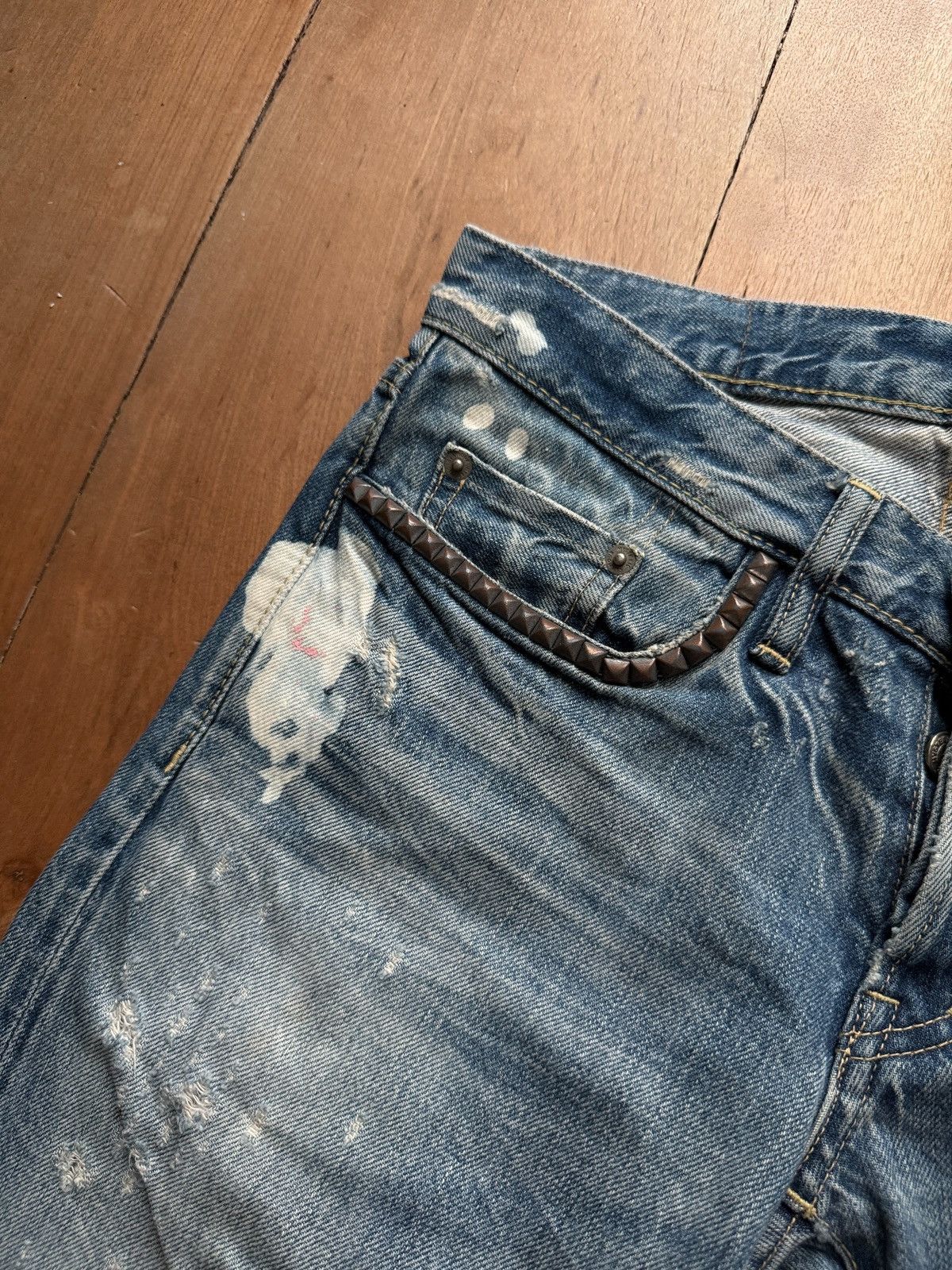 Hysteric Glamour Hysteric Glamour Flared Studded Paint Denim Jeans Size US 30 / EU 46 - 3 Thumbnail