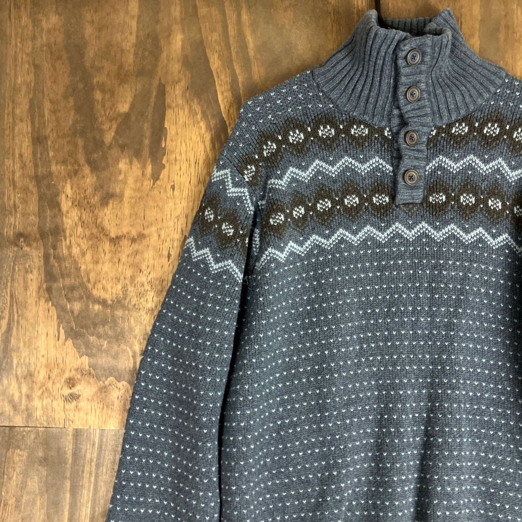 Timberland Timberland Mens Sweater Gray Brown Mock Henley 100% Cotton Knitted XL XLarge Cotton Mock Neck Wool? Size US XL / EU 56 / 4 - 4 Thumbnail