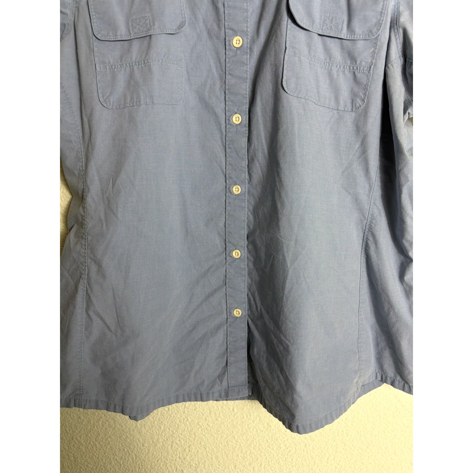Timberland Timberland Womens 2XL Short Sleeve Button-Up Hiking Shirt Blue Cotton Sorona Poly Size XXL / US 16-18 / IT 52-54 - 6 Thumbnail