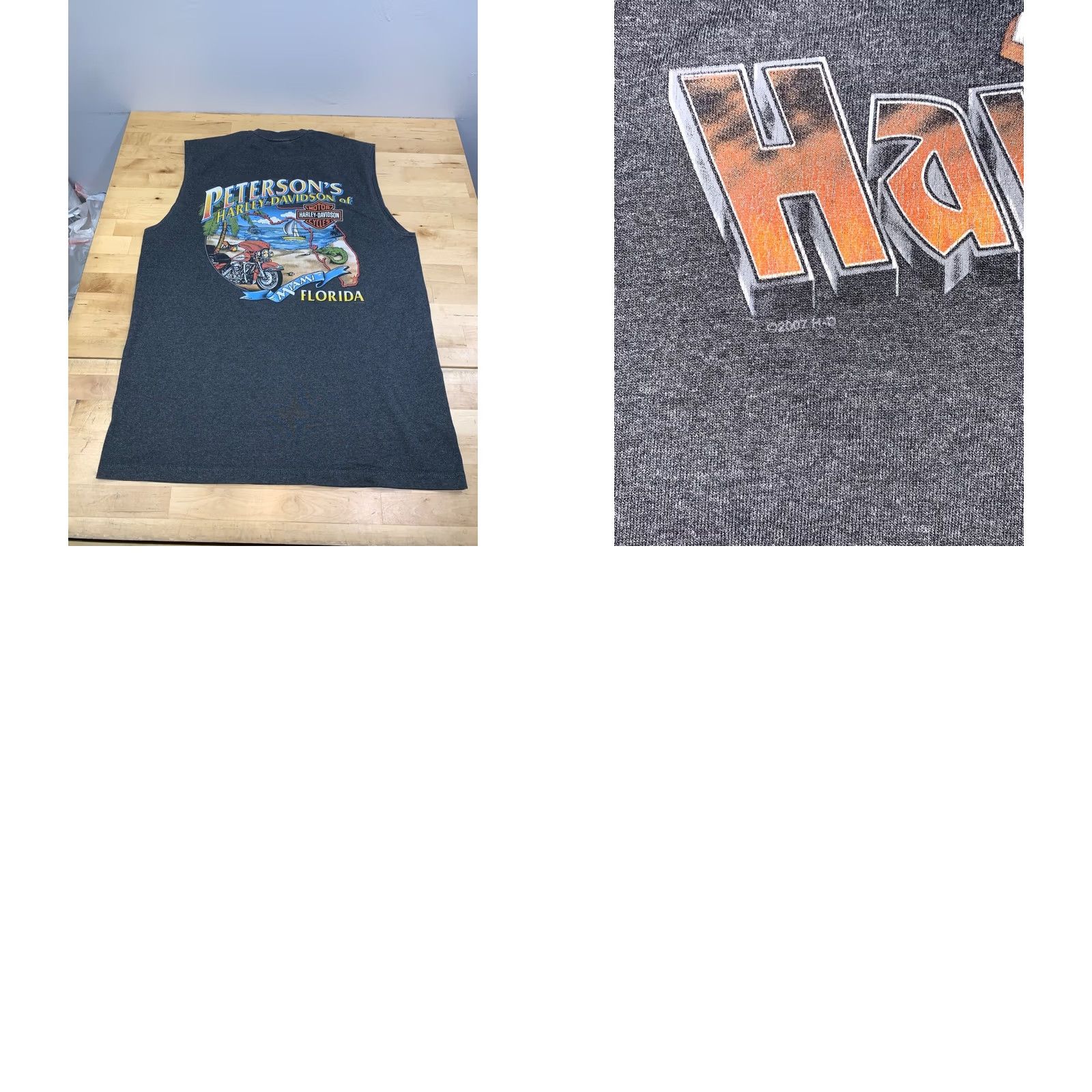 Harley Davidson Harley-Davidson Cut Off Shirt Men L Gray Miami Florida Biker Beach Y2K 13158 Size US L / EU 52-54 / 3 - 8 Thumbnail