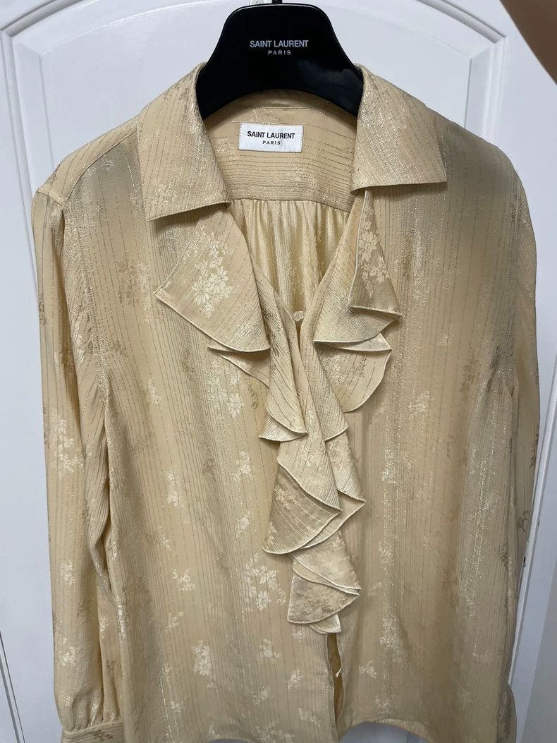 Saint Laurent Paris saint laurent paris size 38 Silk Ruffle Shirt 2503-Nextarro Size US M / EU 48-50 / 2 - 1 Thumbnail