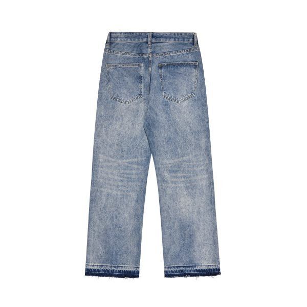 Japanese Brand × Jean Wide-leg washed straight-leg whisker-ripped cargo jeans Size US 32 / EU 48 - 2 Thumbnail