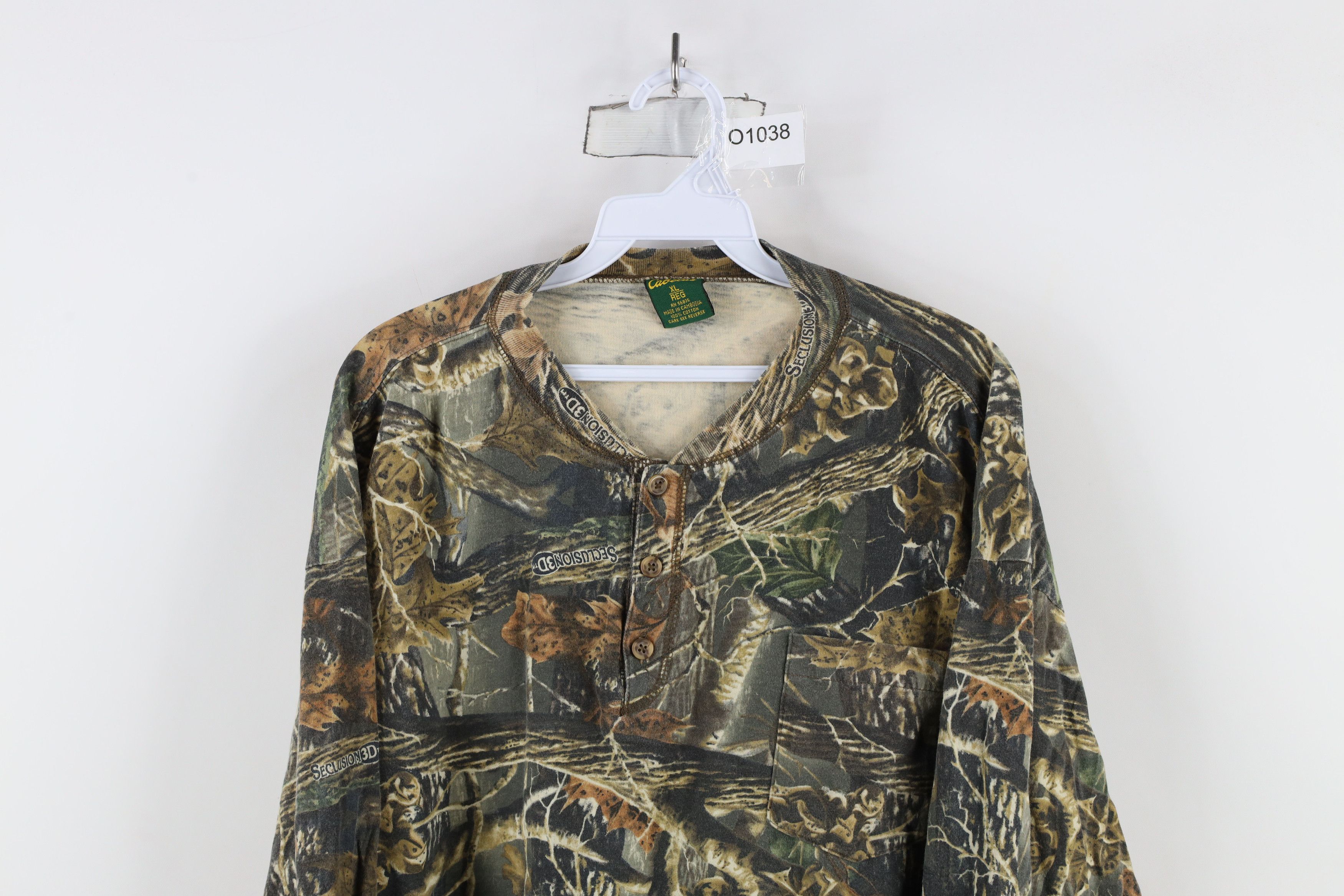 Cabelas × Vintage Vintage Cabelas Camouflage Long Sleeve Henley T-Shirt Cotton Size US XL / EU 56 / 4 - 2 Thumbnail