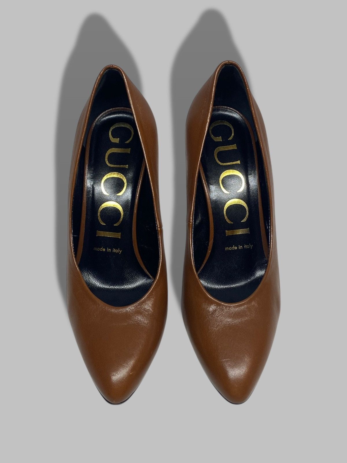 Gucci Gucci Brown Leather Blanca Pointed Toe Pump Heels RRP 700$ Size US 7 / IT 37 - 1 Thumbnail