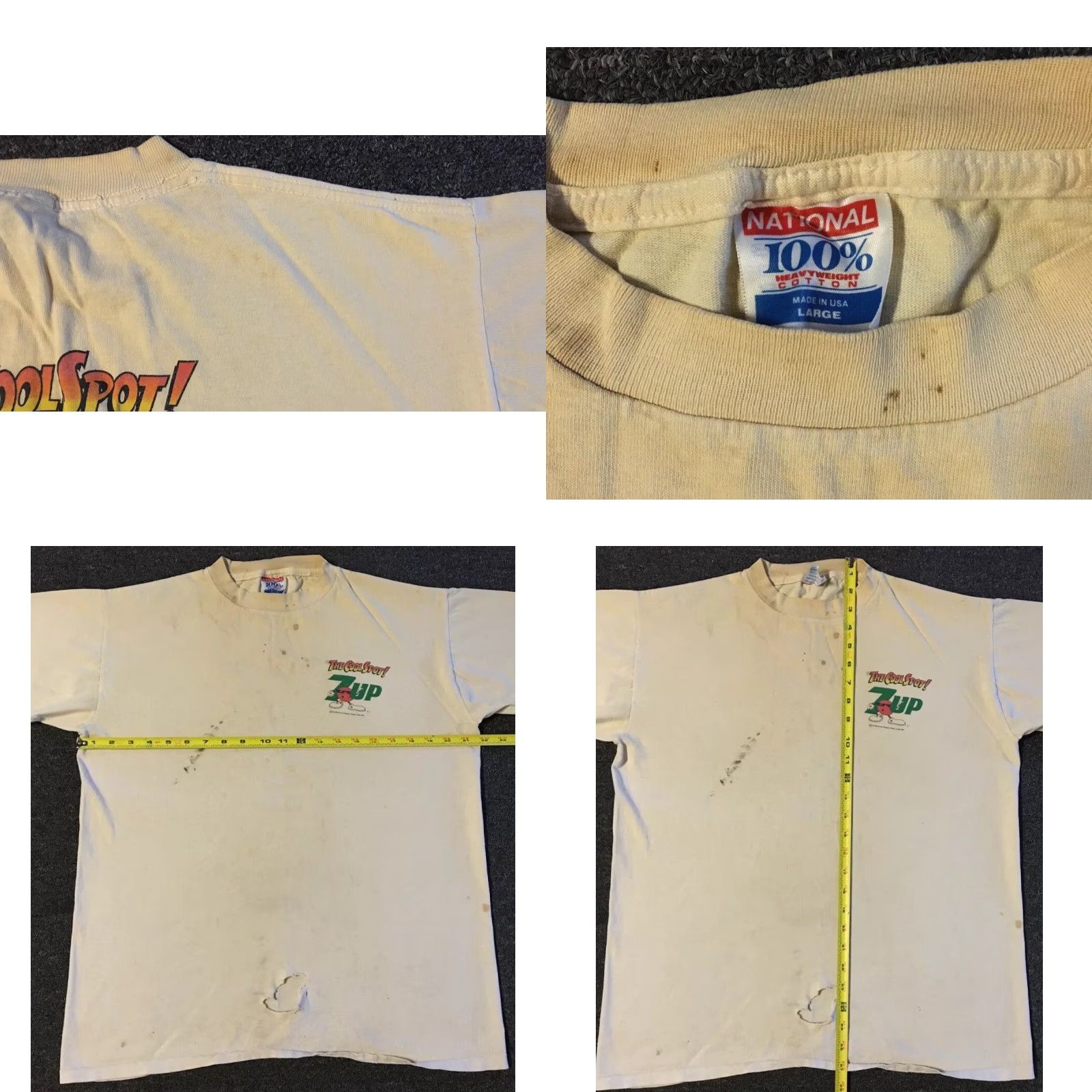 Thrasher VINTAGE 90s 7up Thrashed Faded Promo Shirt M White Crew Neck Short Sleeve Graphic Tee Men Distressed Coca Cola Surf Skate Grunge Funny 80s 90s USA Size US M / EU 48-50 / 2 - 11 Thumbnail