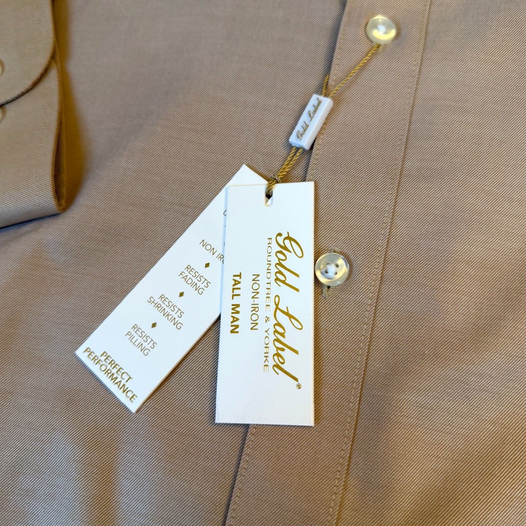 VINTAGE Roundtree & Yorke Gold Label Dress Shirt Tan Button Down Mens 4XT  NWT