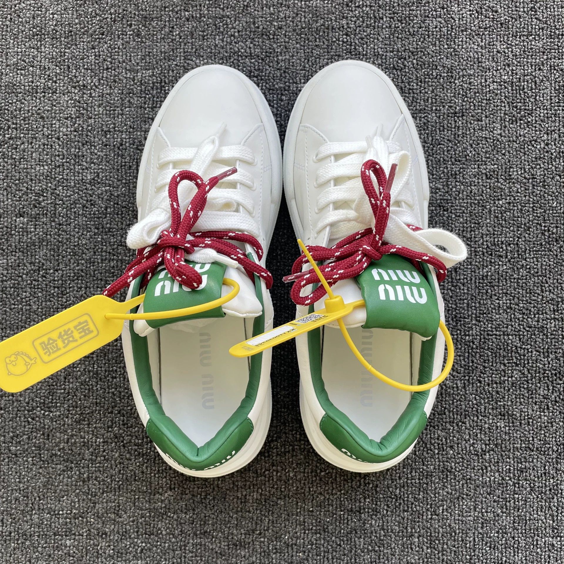 Miu Miu MIU MIU Wmns Calf Leather Low-Top Sneakers WG 38.5 Size US 8 / IT 38 - 3 Thumbnail