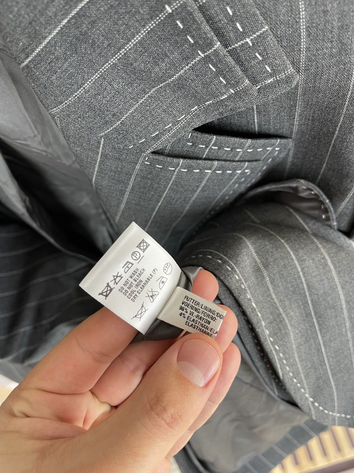 Escada Escada grey striped wool mohair double blazer Size XL / US 12-14 / IT 48-50 - 9 Thumbnail