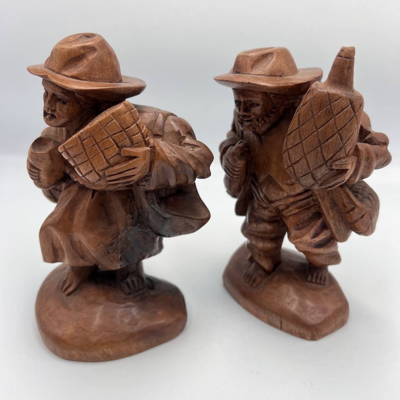 Handmade Two Vintage Wooden Figure Travelers Men Hand Carved Folk Art Size ONE SIZE - 8 Thumbnail