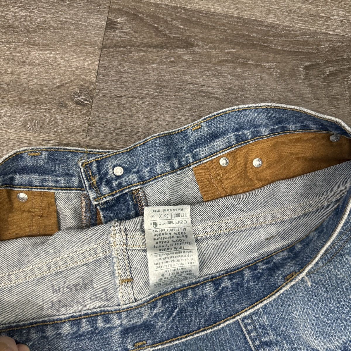 Carhartt × Vintage Vintage 90s Carhartt light blue denim jeans wide leg Size US 36 / EU 52 - 4 Thumbnail